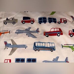 Pottery Barn Kids "Brody Airplanes/Buses/Trucks" Twin Flat Sheet